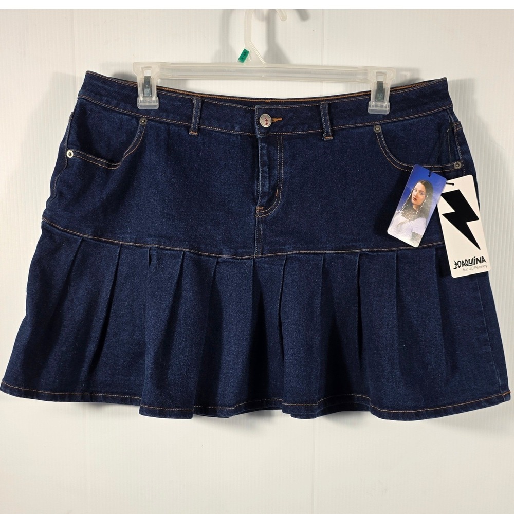 Y2K Joaquina for JCPenney Dark Wash Pleated Denim Mini Skirt Plus Size 16W NWT